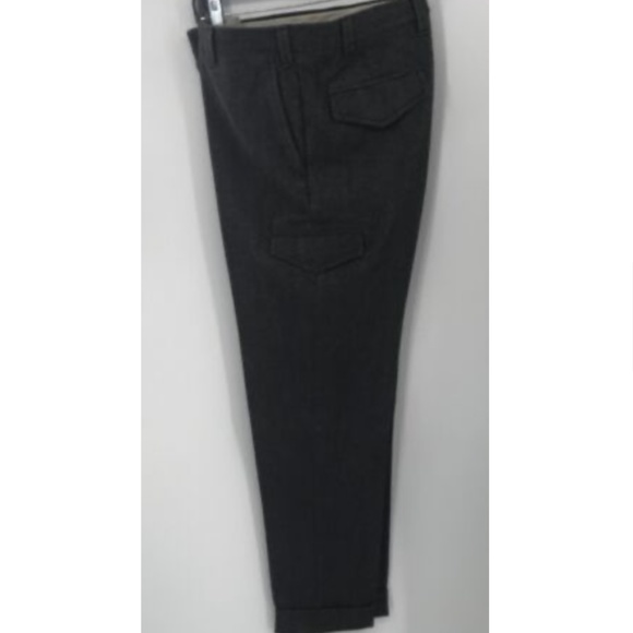 Isaia Napoli mens charcoal gray wool flat front cargo pants...